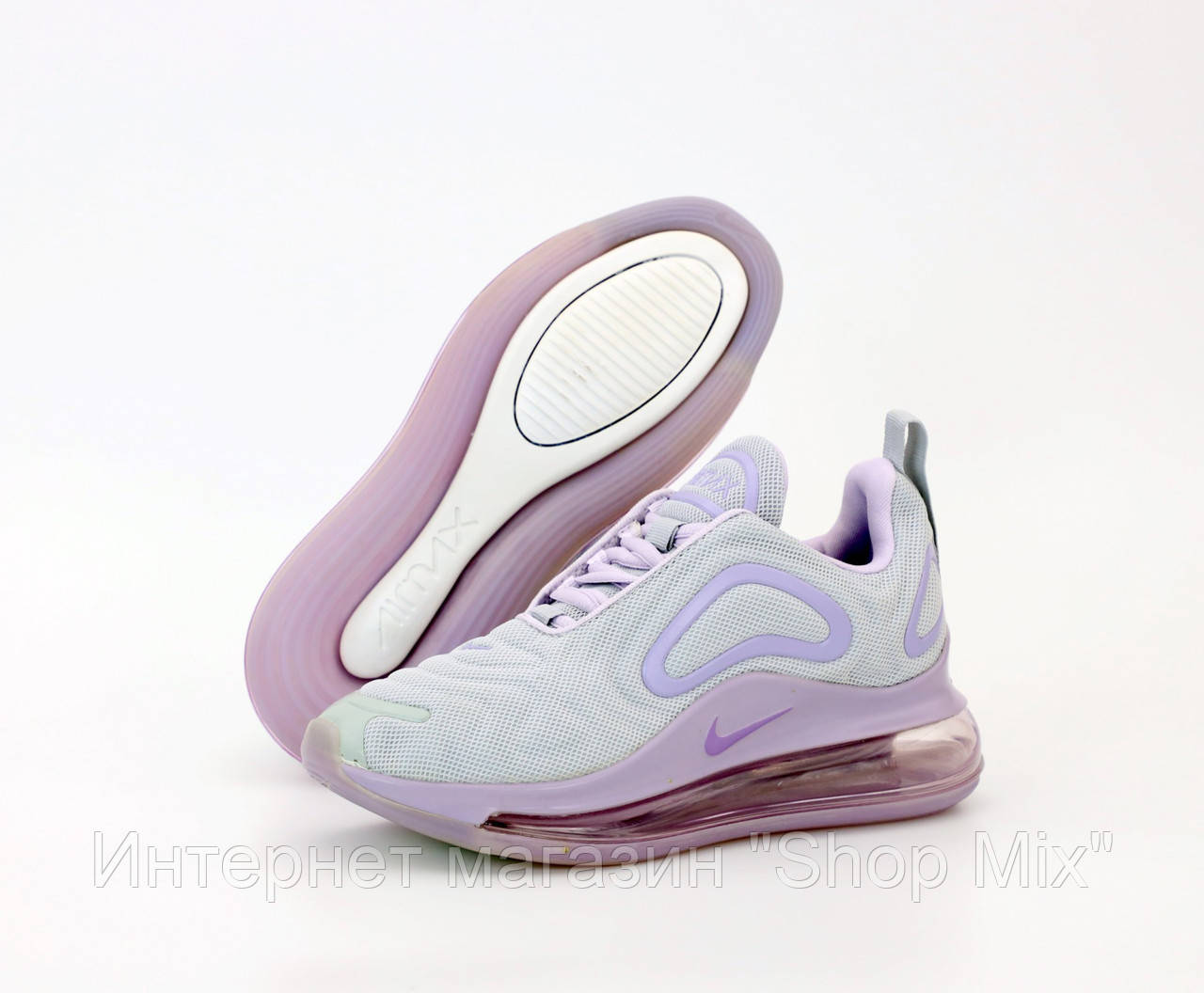 

Кроссовки женские Nike Air Max 720 в стиле Найк Аир Макс, текстиль, код KD-12158. Белые с фиолетовым, Белый