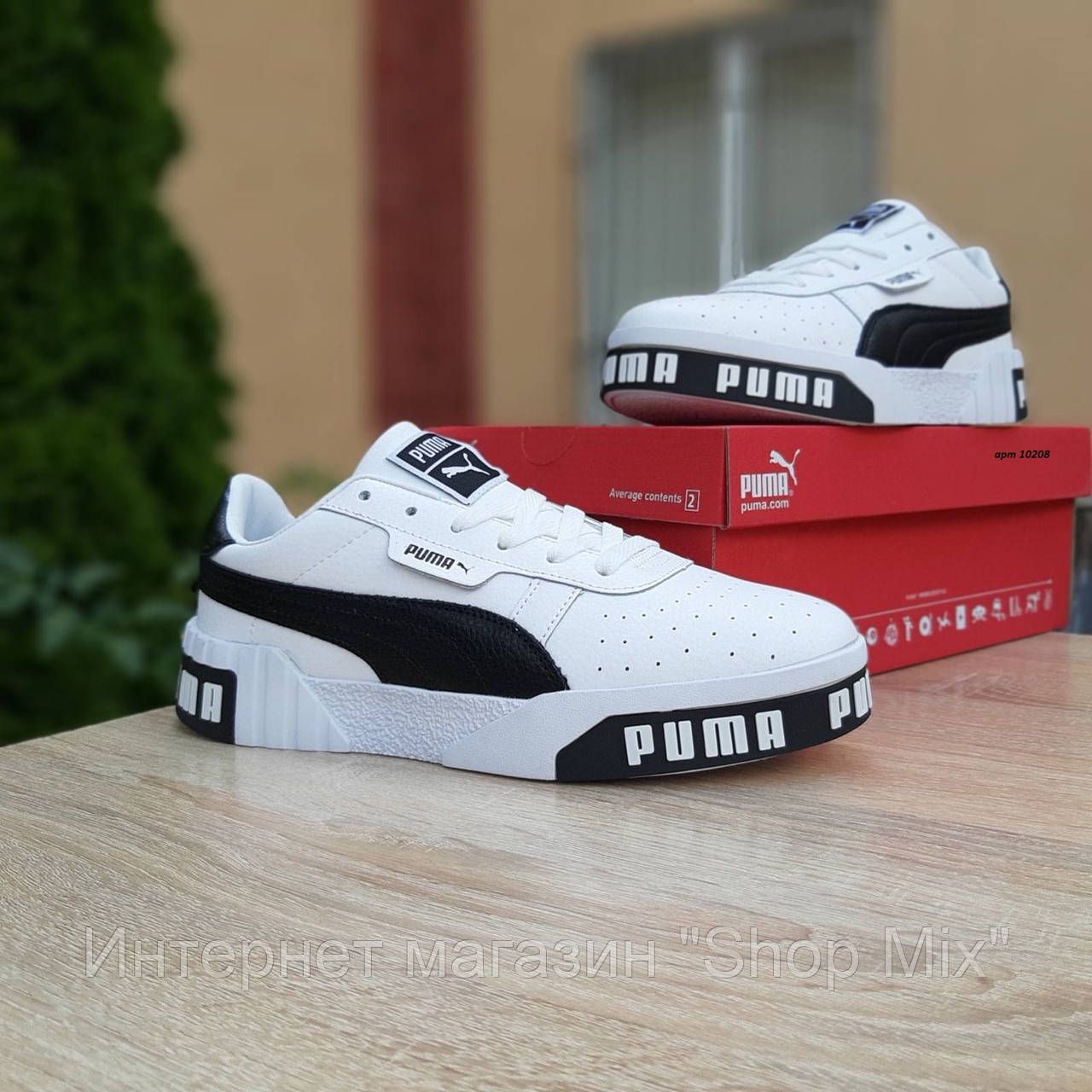 

Кроссовки мужские Puma Cali в стиле Пума Кели, натуральная кожа, код ОD-10208. Белые с черным, Белый