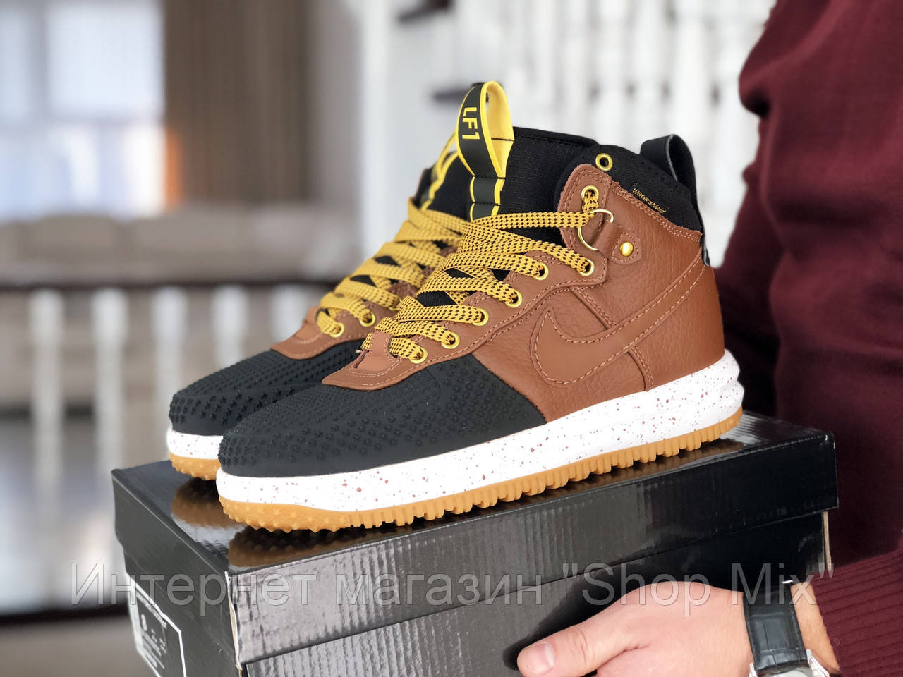 

Кроссовки мужские Nike Lunar Force DUCKBOOT в стиле Найк Лунар Форс натуральная кожа, код SD-9918. Коричневые, Коричневый