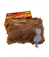 Грілка-муфта для рук коричнева з котом, фото 1