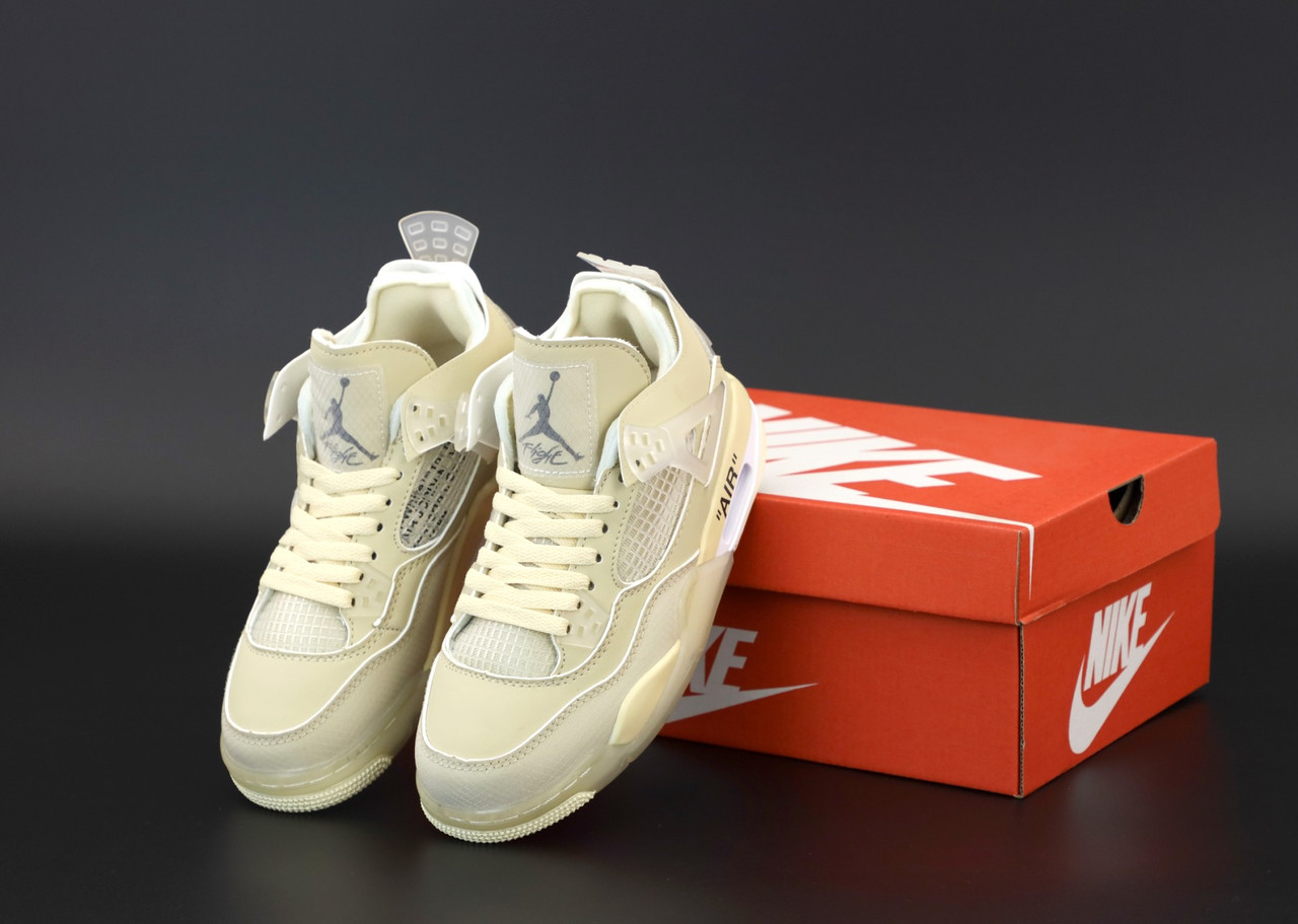 

Женские кроссовки Nike Air Jordan 4.beige. ТОП Реплика ААА класса. 40, Бежевый