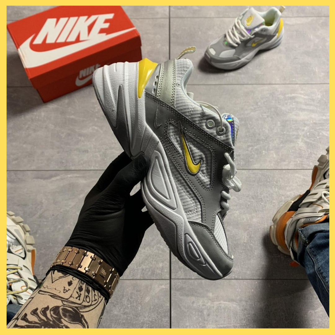 

Женские кроссовки Nike M2K Tekno Grey Dynamic Yellow (Серый) 36