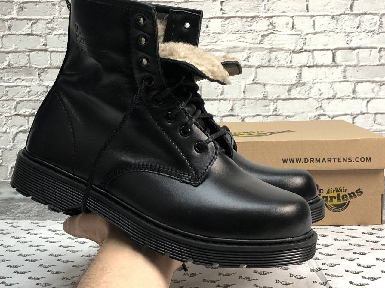 

Ботинки мужские черные натуральная кожа с мехом Dr.Martens Доктор Мартинс 42, Черный