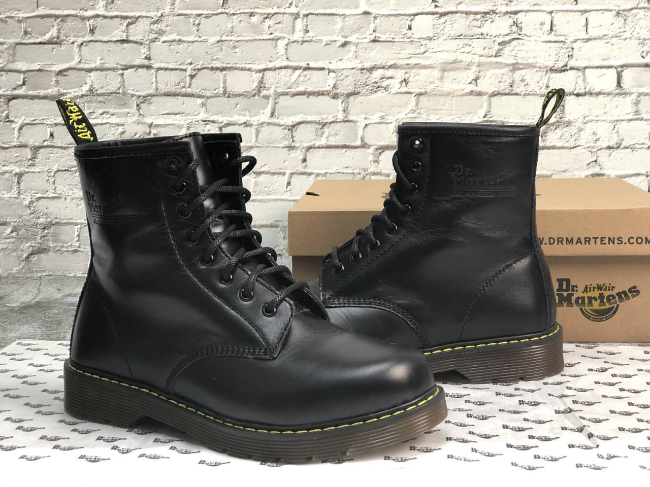 

Ботинки мужские зимние Dr. Martens черные, Доктор Мартинс, натуральная кожа, мех 100%, прошиты. Код KD-11966, Черный