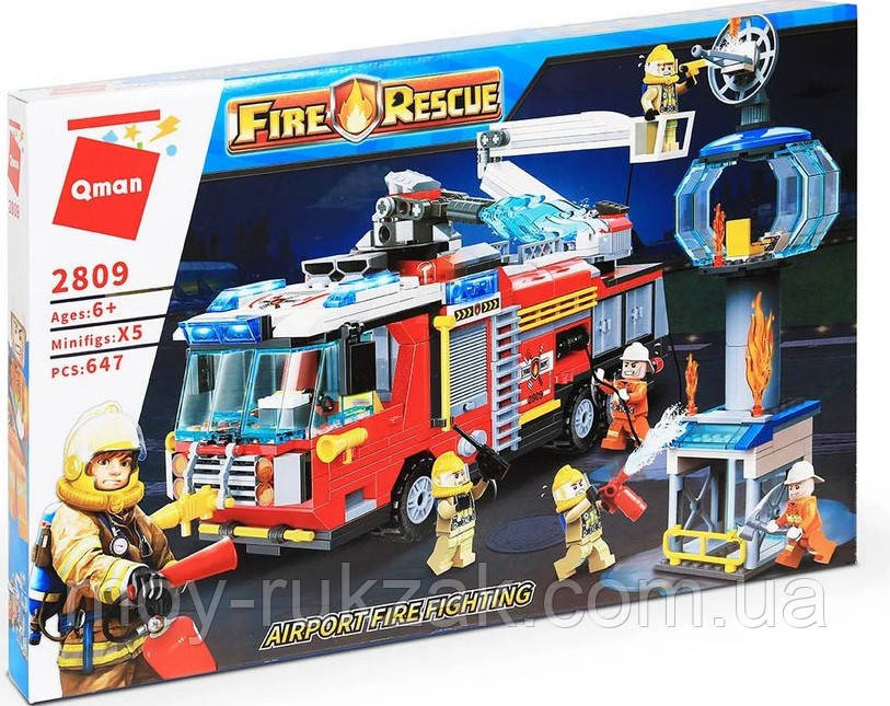 

Конструктор QMAN, "Fire Rescue - Пожарная машина", фигурки, 647 деталей, 2809