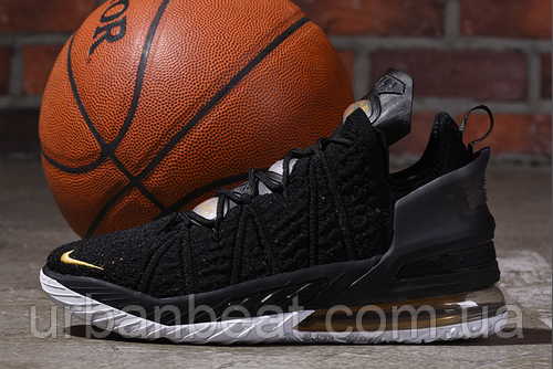 

Баскетбольные кроссовки Nike Lebron 18 Black/Gold/White Реплика, Черный