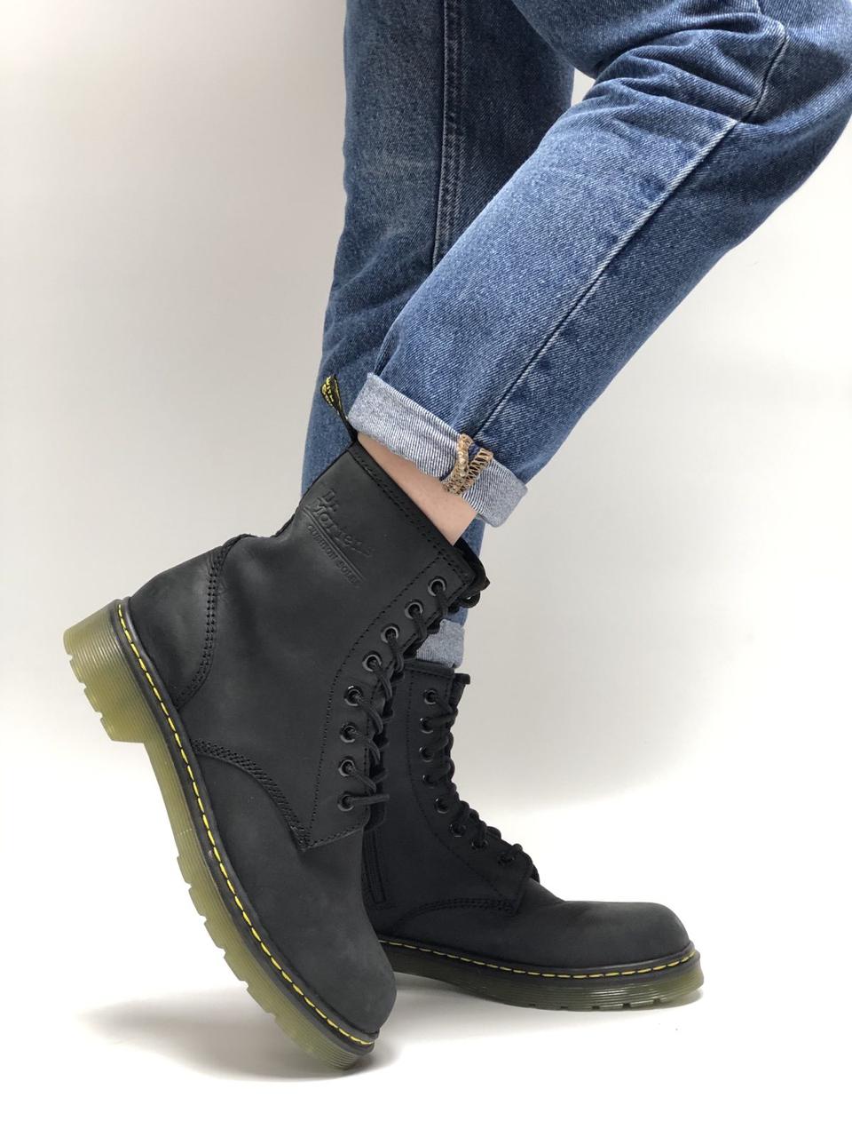 

Женские ботинки Dr Martens Classic Черные Демисезонные, Реплика Люкс, Черный