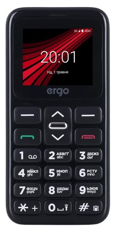 

Мобильный телефон бабушкофон Ergo F186 Solace Dual Sim Black громкий простой бюджетный телефон крупные кнопки и шрифт