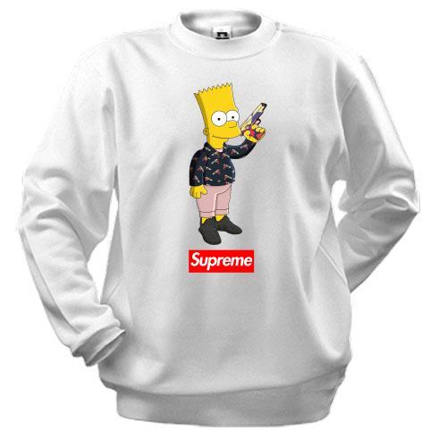 

Свитшот Барт Симпсон с надписью Supreme, Белый