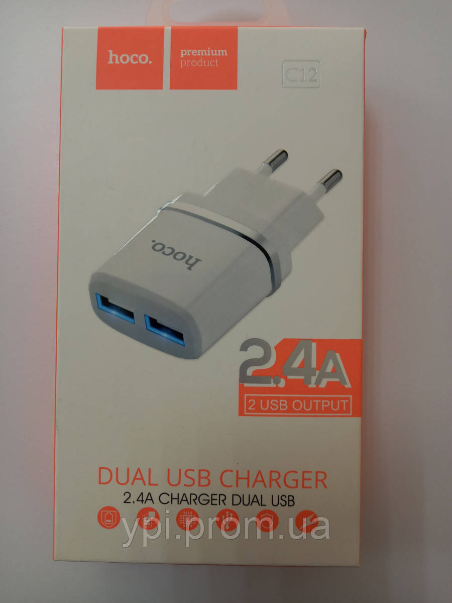 

СЗУ HOCO C12 2usb/2.4a white