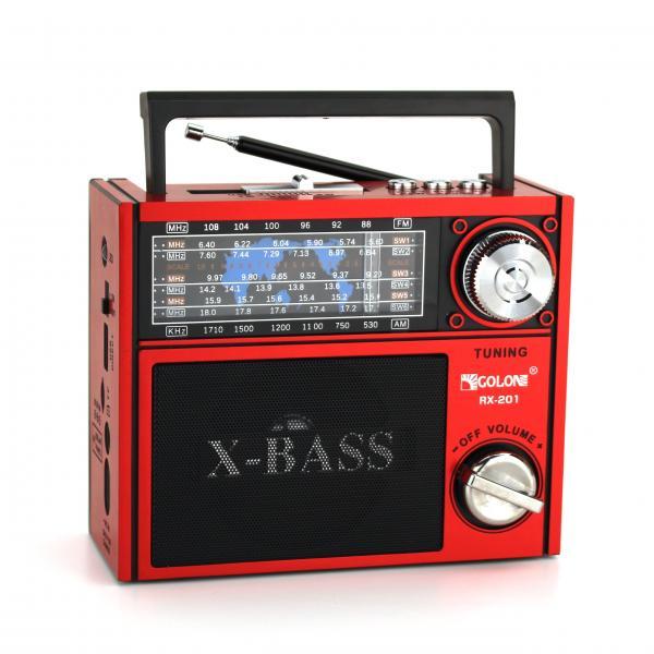 Радиоприемник Golon RX-201 usb sd card FM/AM/SW фонарик Красный (20053