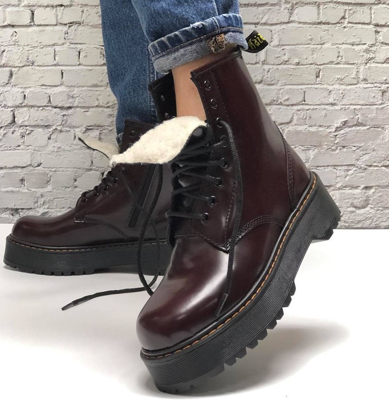 

Ботинки женские натуральная кожа на меху бордовые на платформе зимние Dr.Martens JADON Мартинсы Жадон 40, Зима, Бордовый