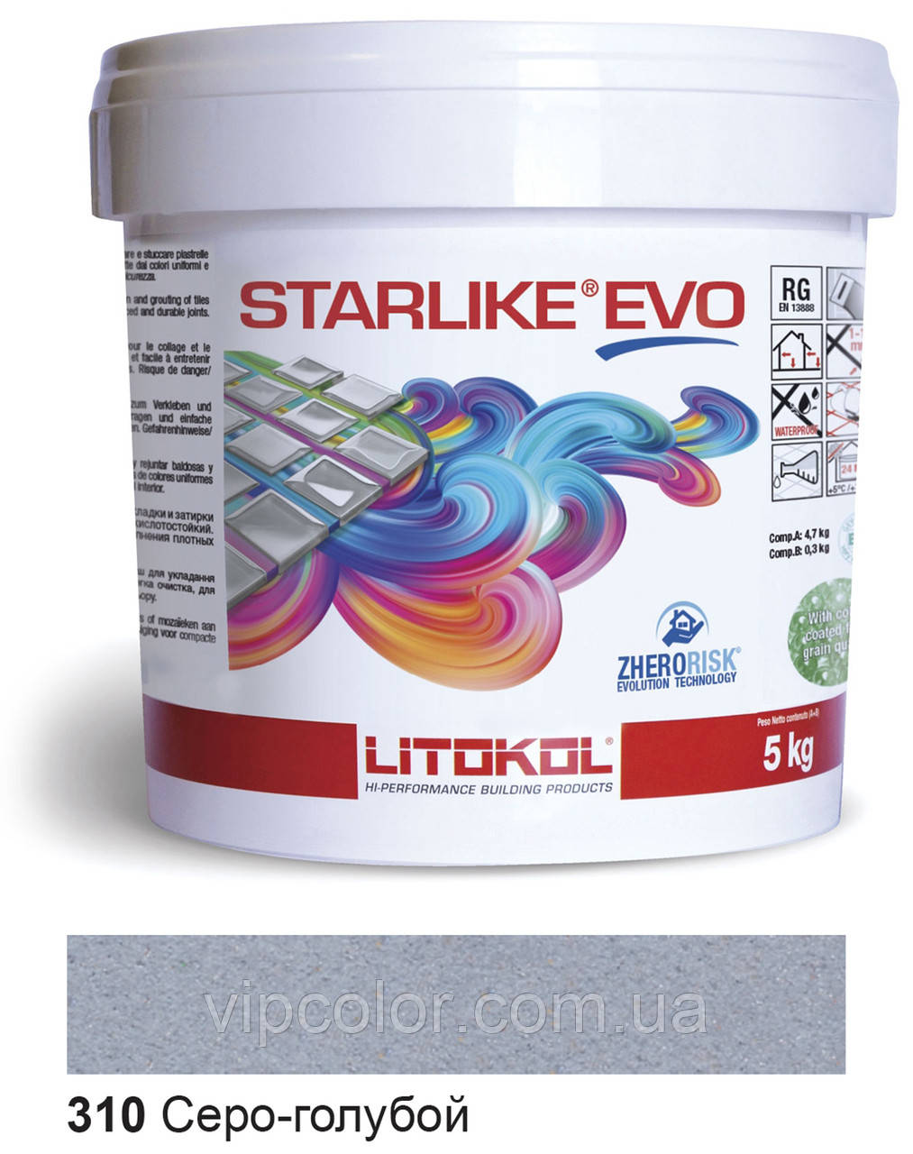 

Litokol Starlike EVO 310 СЕРО-ГОЛУБОЙ 5 кг - эпоксидная двухкомпонентная затирка - Glam Collection