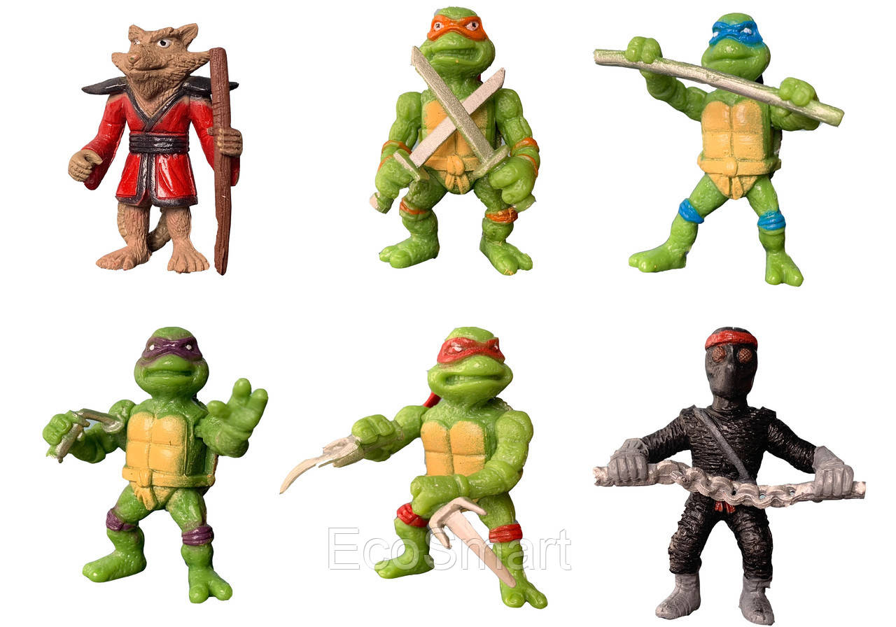 

Набор фигурок Черепашки Ниндзя, 6 персонажей, статичные, высота 5 см - Teenage Mutant Ninja Turtles TMNT