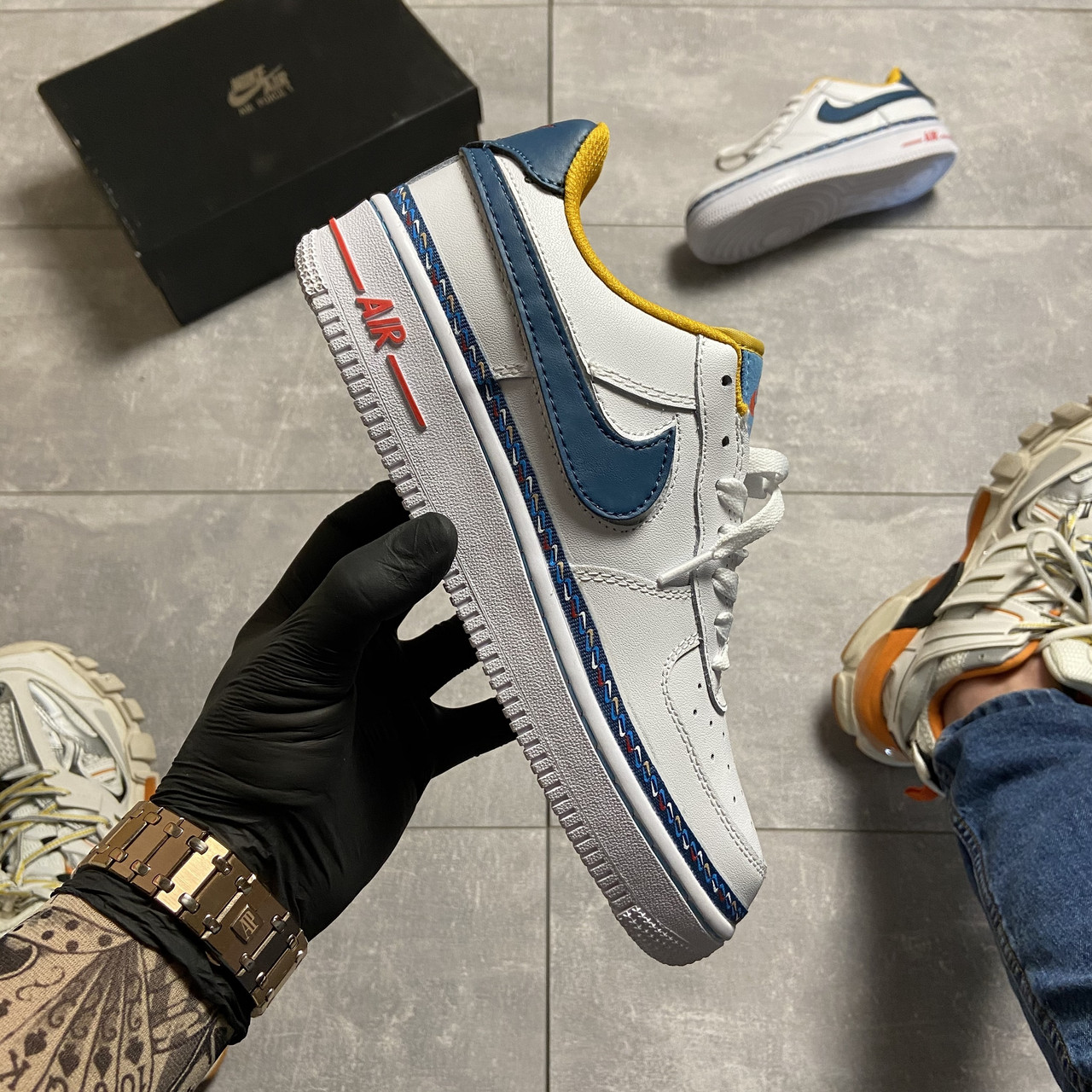 

Nike Air Force 1 Swoosh Chain Pack White (Белый Синий)