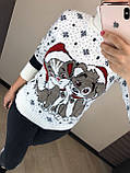 Чудовий вовняної святковий жіночий светр з собачками (в'язка), фото 2