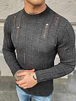 Рваний светр чоловічий сірий, фото 1