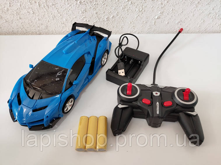 

Машинка Трансформер Lamborghini Robot Car Size 1:18 СИНЯЯ