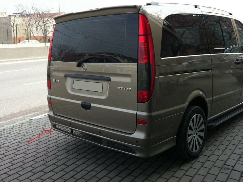 

Mercedes Vito 639 Накладка на задний бампер под покраску Sport средняя-длинная базы