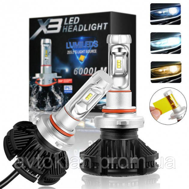 

X3 HB4 LED лампи головного света (9-32V/6000Lm/3000K-6500K-8000K) 2шт/уп