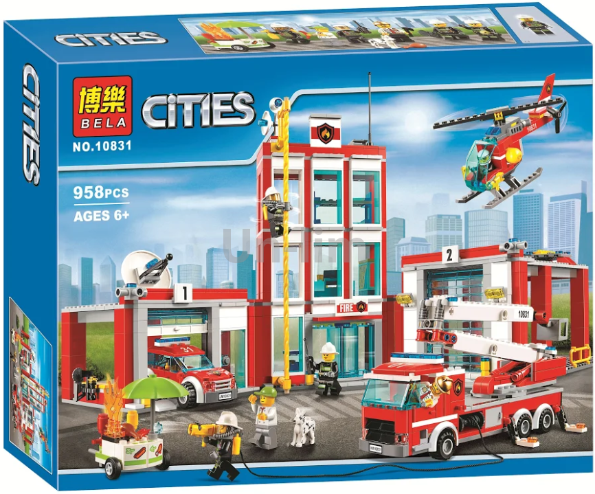 

Конструктор Bela Cities 10831 (аналог Lego City 60110) "Пожарная часть", 958 деталей