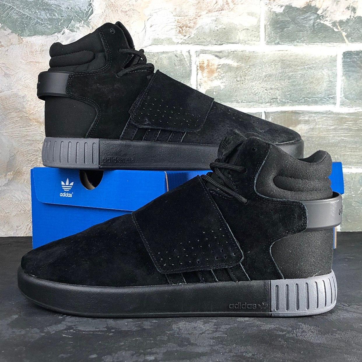 

Мужские кроссовки Adidas Tubular Invader Suede Snap Full Black / Адидас Тубулар Черные, Черный