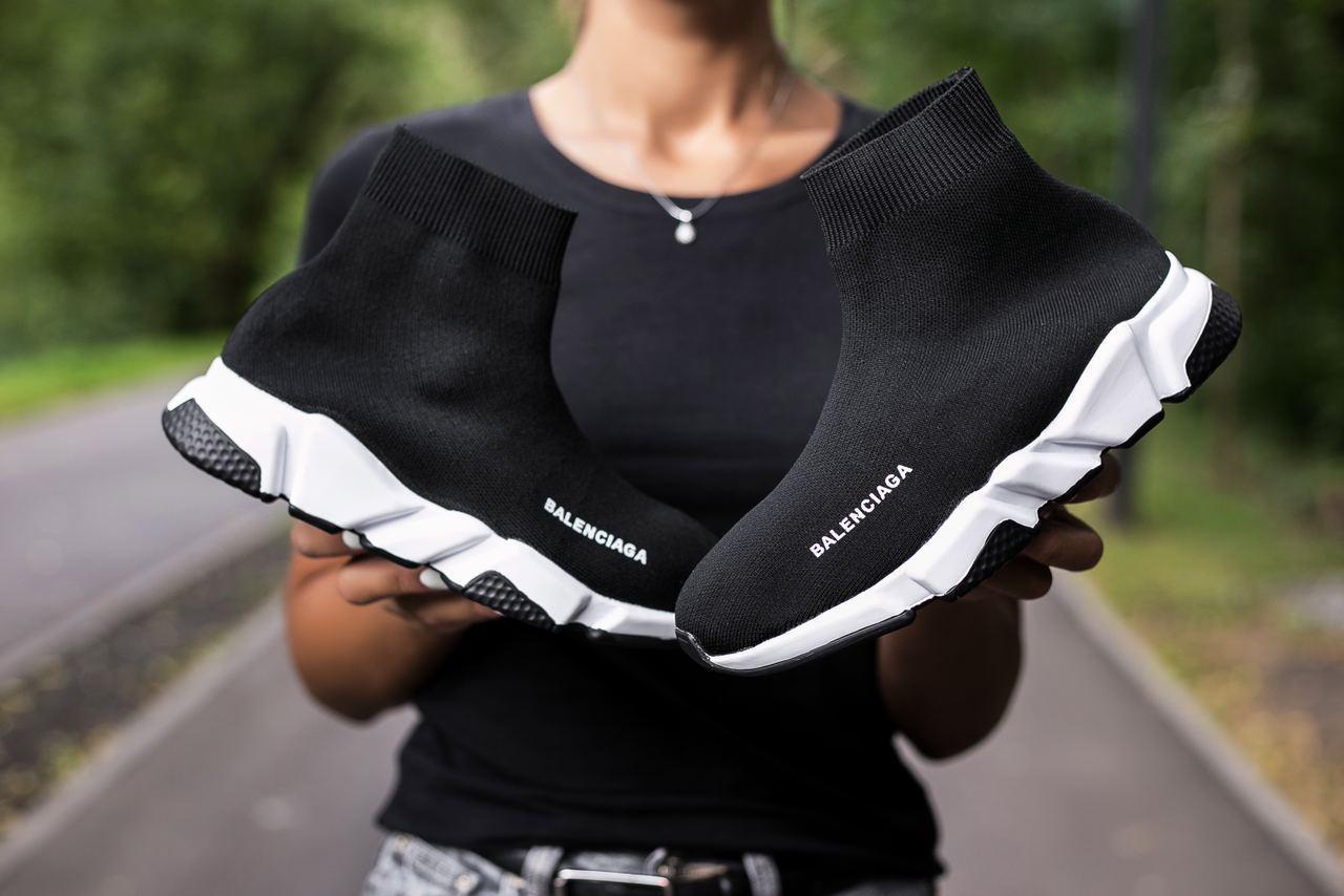 

Женские кроссовки Balenciaga Speed Trainer Black White / Баленсиага Спид Трейнер Черные Белые 39, Черный