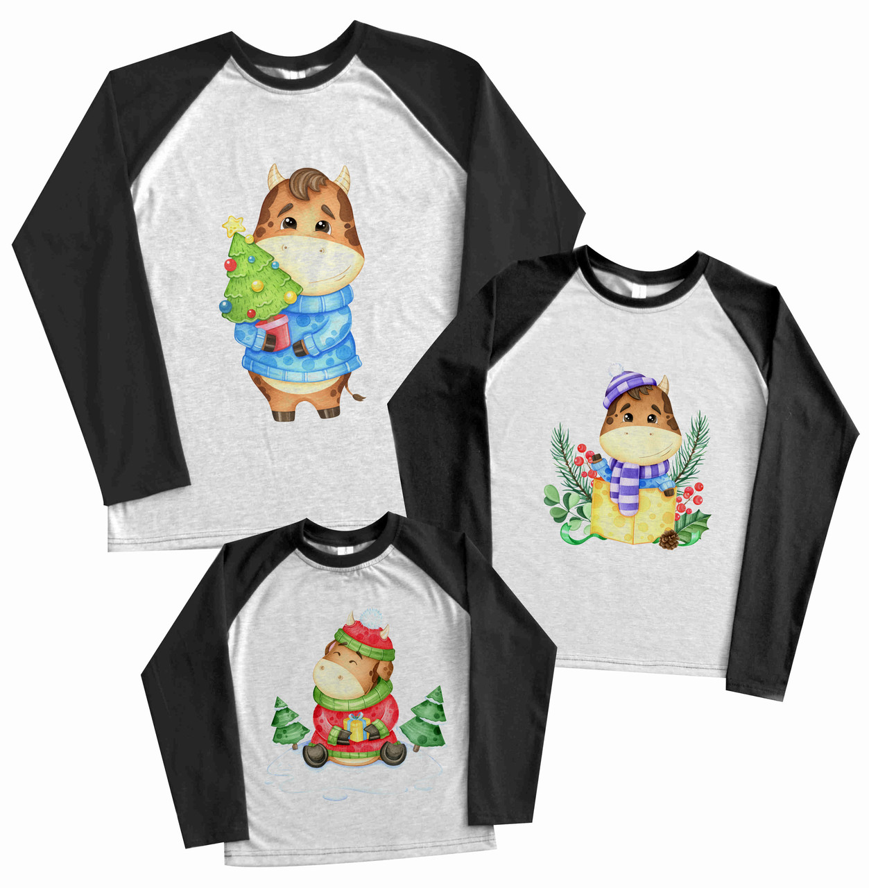 

Регланы family look на новый год "коровки" Family look