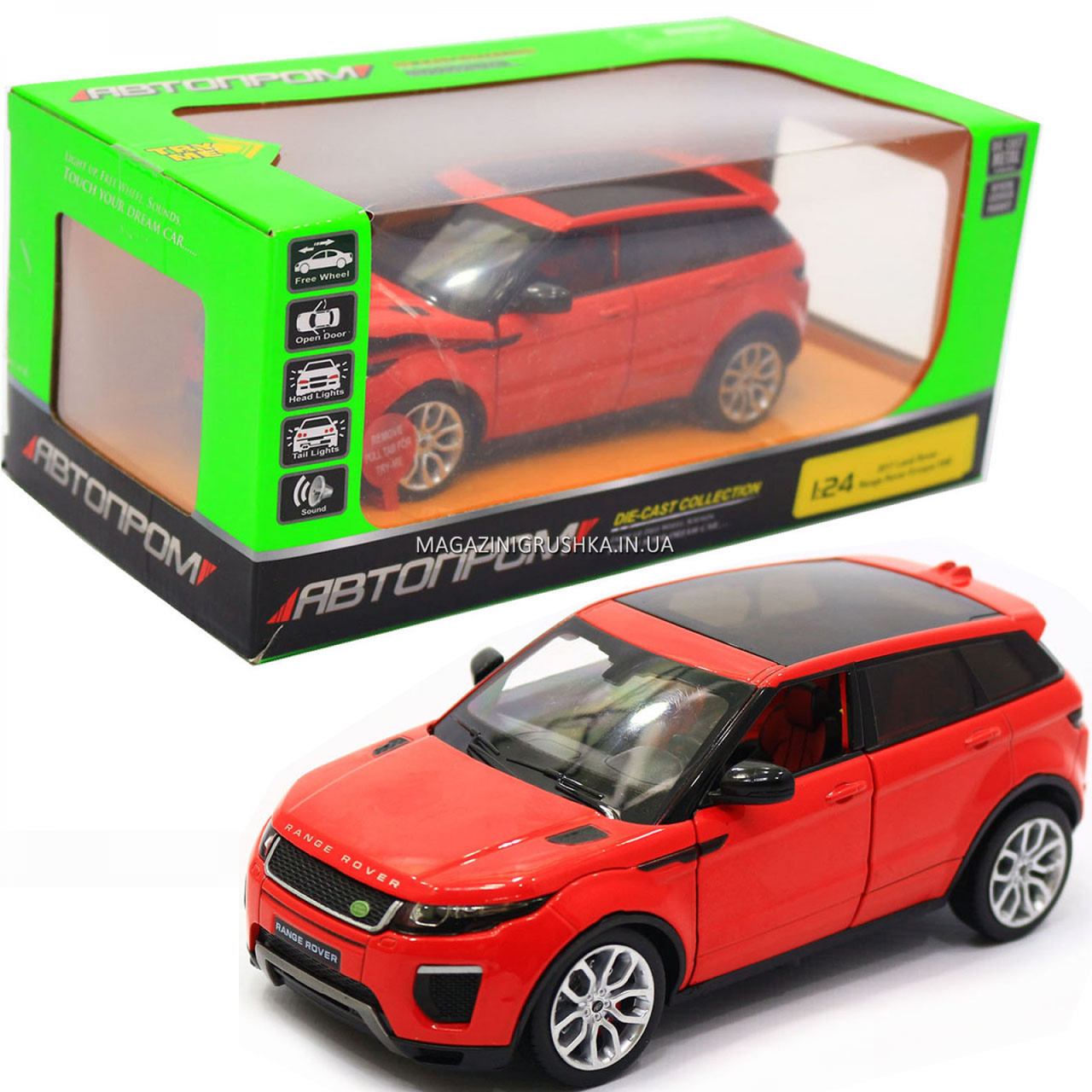 

Машинка игровая автопром «Range Rover» джип, металл, 17 см, красный (свет, звук, двери открываются) 68258AR