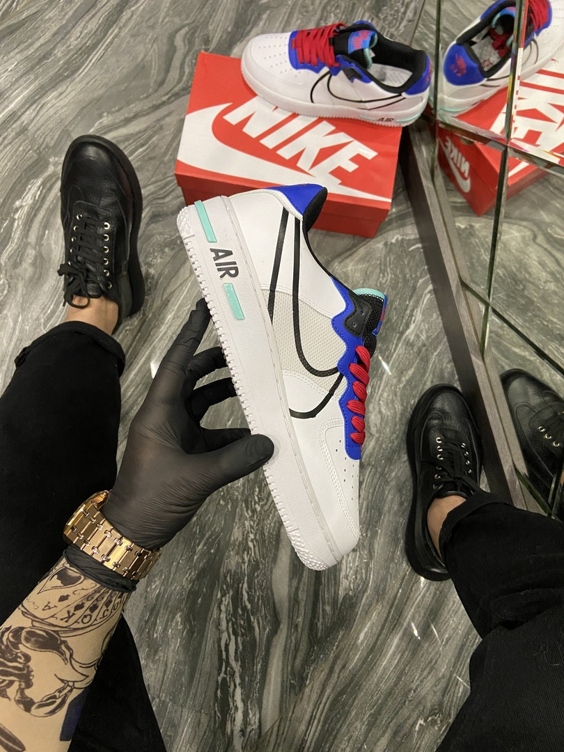 

Nike Air Force 1 React White Blue (Белый) Найк Аир Форс Реакт 45