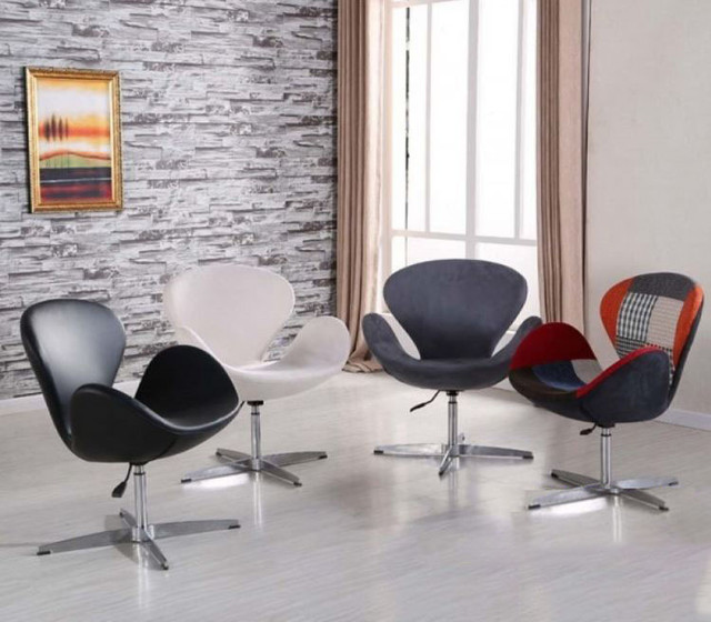 Кресло Сван, мягкое, металл, ткань белого цвета (2)