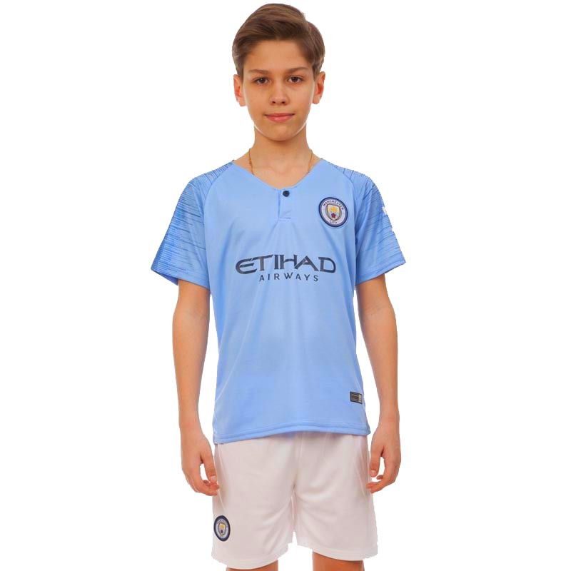 

Форма футбольная детская MANCHESTER CITY домашняя 2019 Zelart CO-8016 (р-р 20-28-6-14лет, 110-155см,