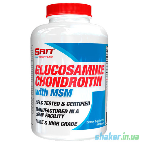 

Глюкозамин хондроитин МСМ SAN Glucosamine Chondroitin with MSM (180 таб) сан