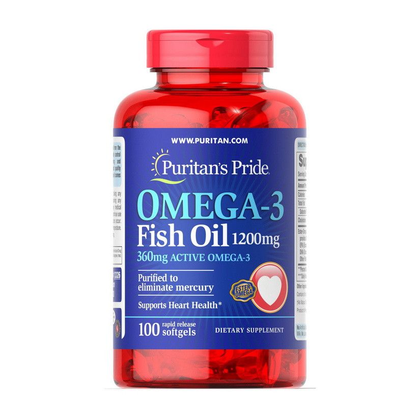 

Омега 3 Puritan's Pride Omega-3 Fish Oil 1200 mg (100 капс) рыбий жир пуританс прайд