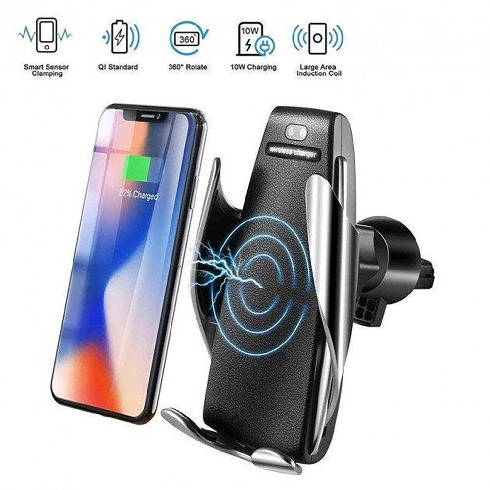 

Беспроводная сенсорная зарядка Держатель в авто HOLDER S5 Wireless charger + SENSOR D151