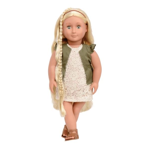 Большая кукла с длинными волосами блонд в одежде и подарочной упаковке