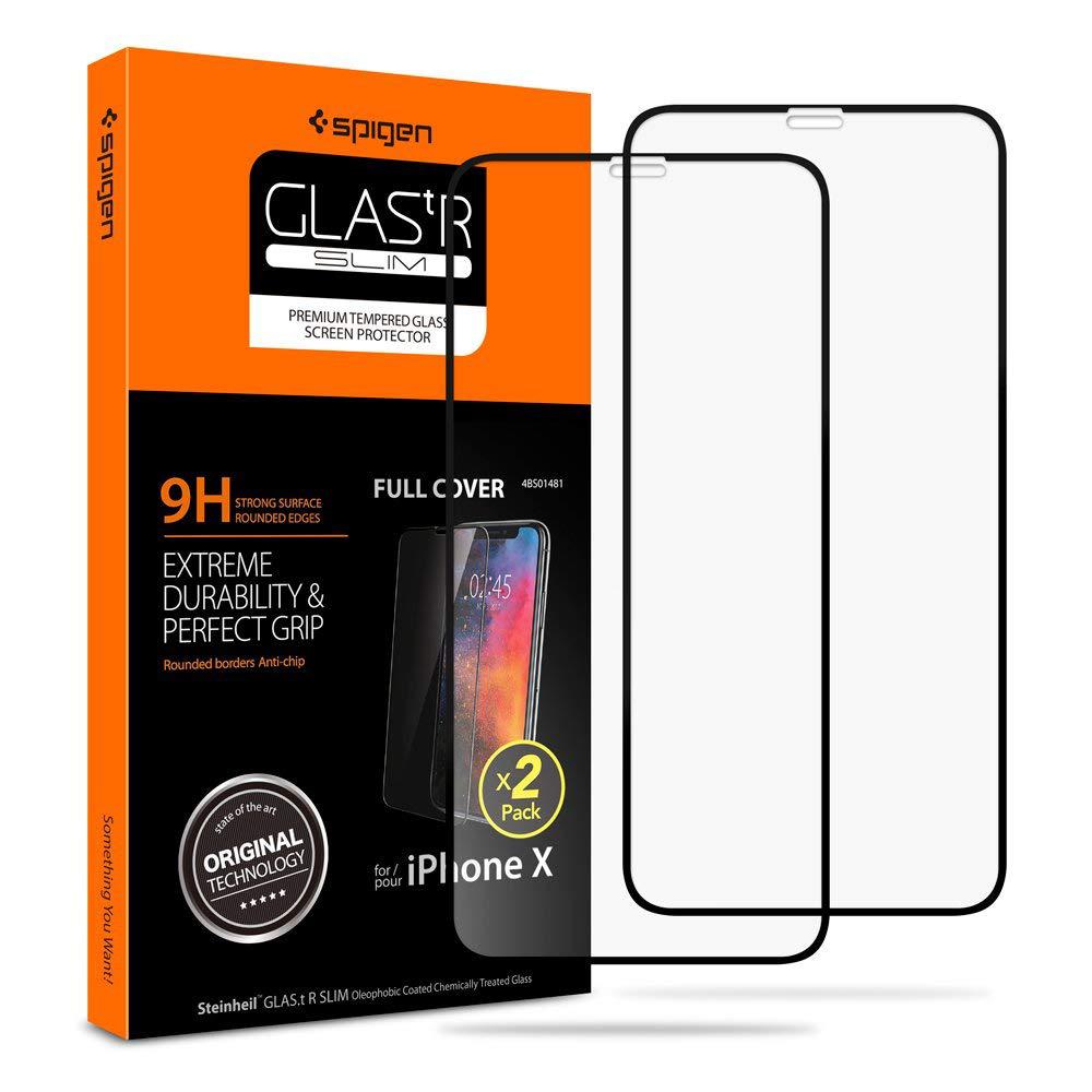 

Защитное стекло Spigen для iPhone ХS/X Full Cover 2 шт, Black (057GL23120)