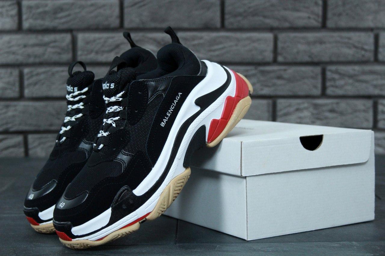 

Мужские кроссовки Balenciaga Triple S Black White Red / Баленсиага Трипл С Черные Белые Красные 44, Черно-белый