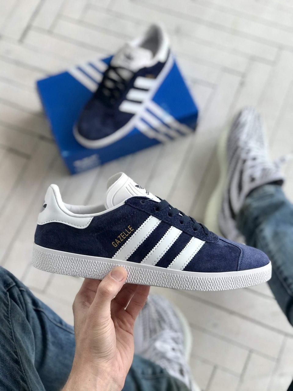 

Мужские кроссовки Adidas Gazelle Dark Blue / Адидас Газель Синие 45, Синий