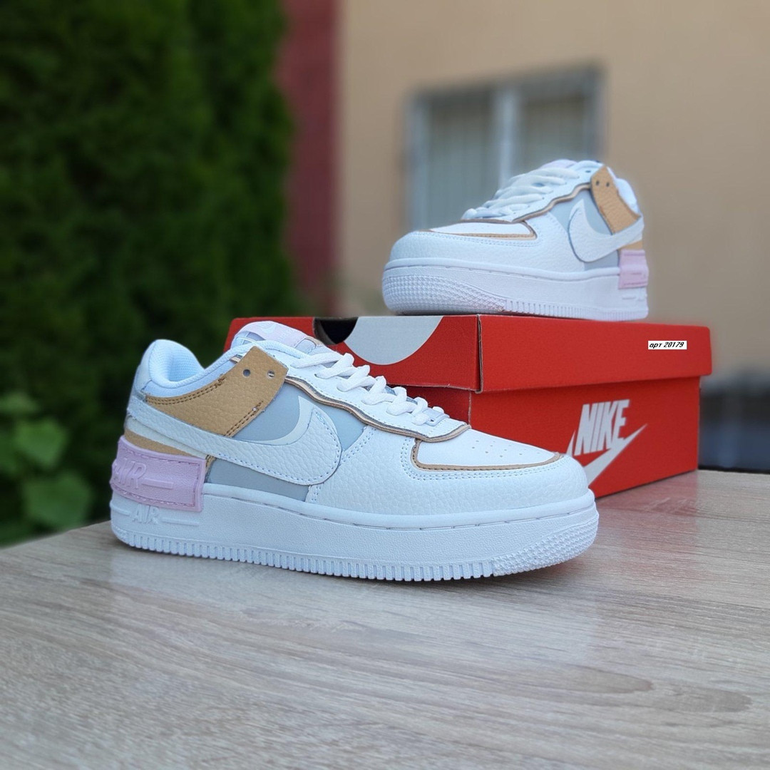 

Женские кроссовки Nike Air Force 1 Shadow Beige / Найк Аир Форс Шадоу 1 Белые Бежевые, Белый