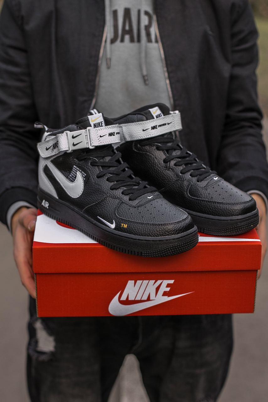 

Мужские кроссовки Nike Air Force 1 High Black White / Найк Аир Форс 1 Высокие Черные Белые 42, Черный