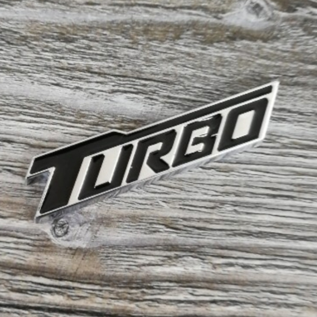 3D эмблема Turbo металлическая черная