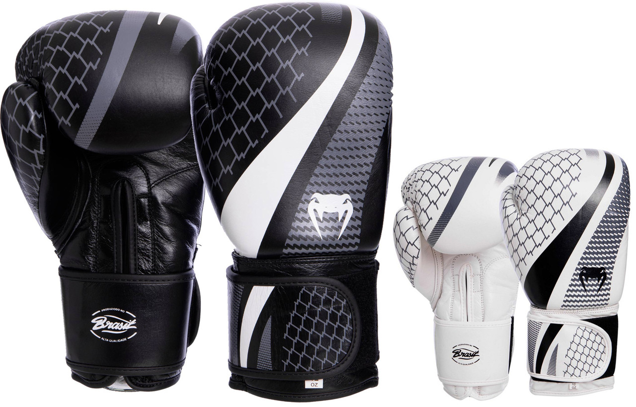 

Перчатки боксерские кожаные на липучке Venum Contender 2034: 10-14 унций (2 цвета) Бело-черный