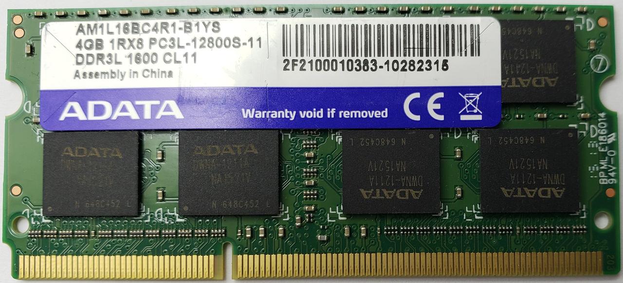 HP Folio DDR3 4Gb ADATA Sodimm 1Rx8 PC3L-12800S-11-11-11 (AM1L16BC4R1-
