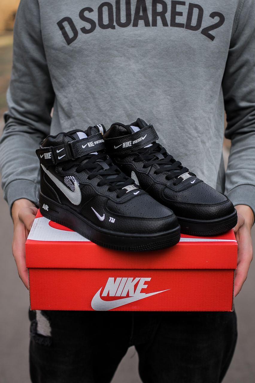 

Мужские кроссовки Nike Air Force Fur Black / Найк Аир Форс Высокие Черные, Черный