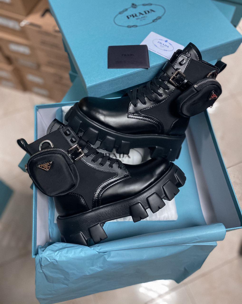 

Женские Ботинки Prada Boots with pockets Black / Ботинки Прада с карманами Черные Демисезонные 37, Черный