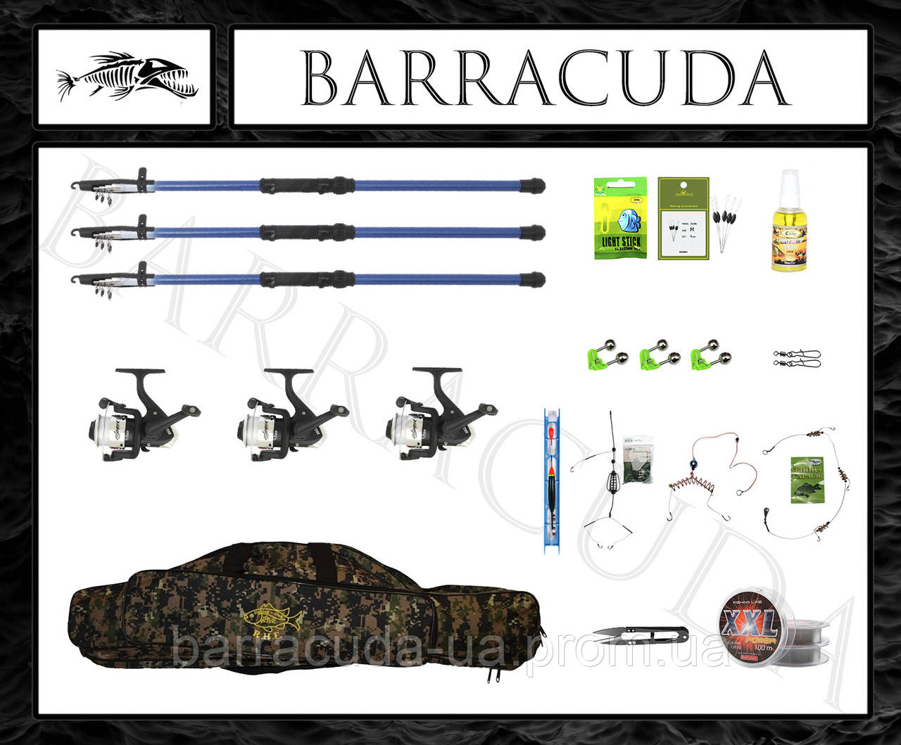 

Набор №79 Все 3 Спиннинга + 3 катушки донка в сборе + чехол + все необходимое для рыбалки! Топчик!, Синий