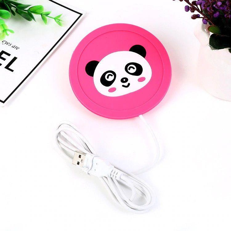 

Силиконовая USB подставка для чашки с подогревом Coaster Pad (под чашку кружку) Panda розовая, Розовый