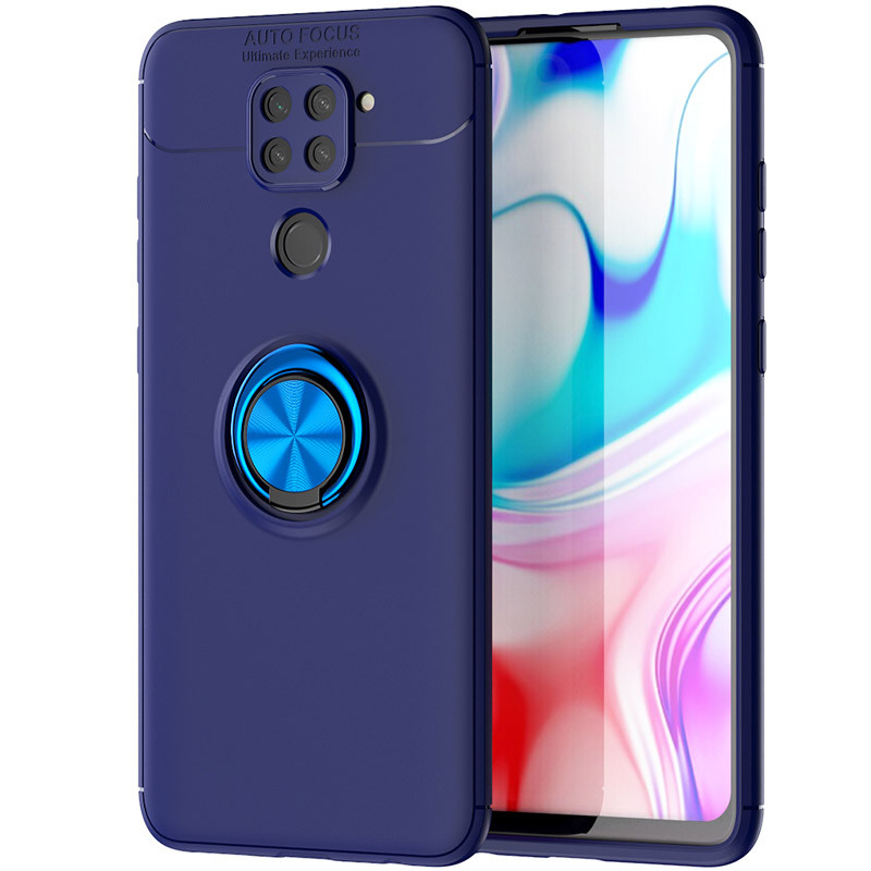 

TPU чехол Deen ColorRing под магнитный держатель (opp) для Xiaomi Redmi Note 9 / Redmi 10X Синий / Синий