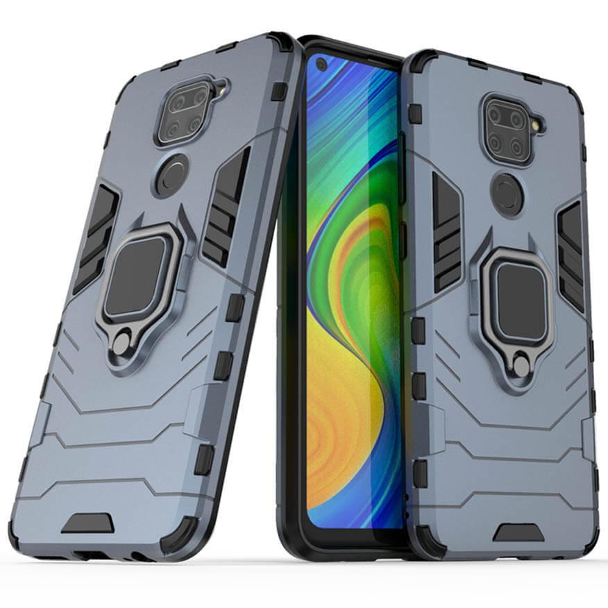 

Ударопрочный чехол Transformer Ring for Magnet для Xiaomi Redmi Note 9 / Redmi 10X Серый / Metal slate